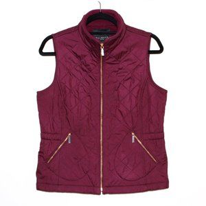 Talbots Maroon Quilted Fleece-Lined Vest